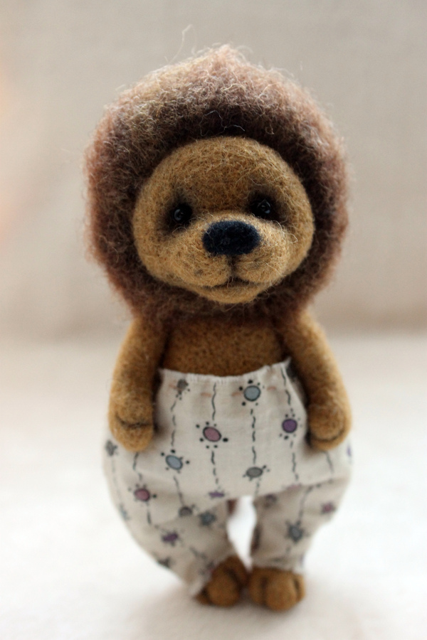 Lion cub - My, Dry felting, Handmade, Hobby, Wallow, , Author's toy, Wool toy