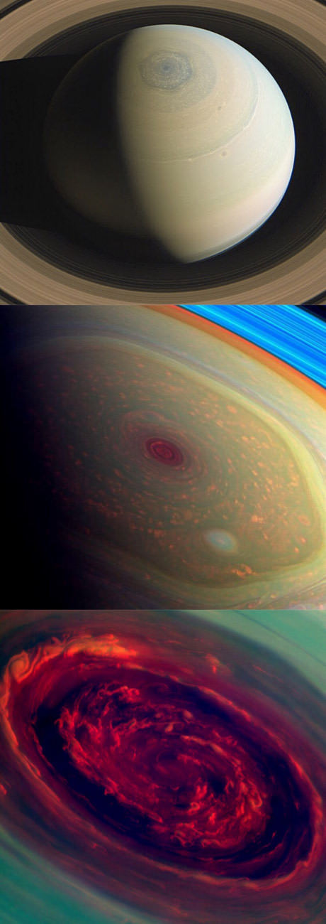 Saturn Hexagon - Saturn, , GIF, Longpost, Space