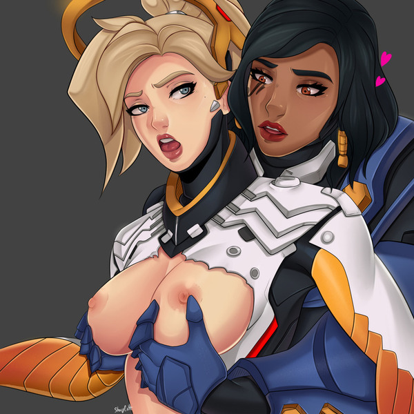 Мерси и Фара - NSFW, Overwatch, Mercy, Pharah, Pharmercy, Красивая девушка, Сиськи, Длиннопост