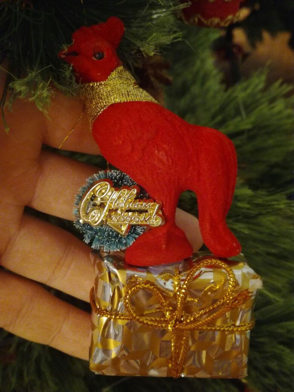 New (not) Christmas decorations - Christmas decorations, Rooster, My, Photo, Christmas trees, New Year, Longpost