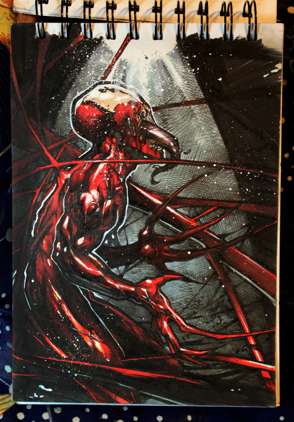 Здаров, Пикабу, как жизнь? Арт, Графика, Иллюстрации, Рисунок, Творчество, Человек-паук, Веном, Карнаж, Длиннопост