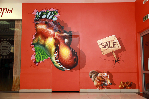 The administration of the mall painted its walls - My, Drawing, Airbrushing, Creation, Artist, Art, Art