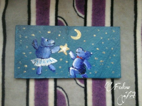 Acrylic miniature paintings - My, Acrylic, Creation, UFO, hippopotamus, Painting, Paints