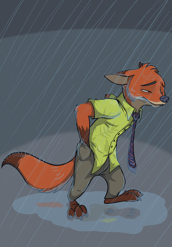 This long rainy walk all alone - , Nick wilde, Zootopia, Rain