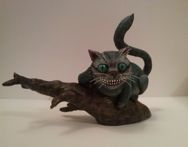 Cheshire cat made of polymer clay. - My, Polymer clay, Лепка, cat, Alice in Wonderland, Miniature, Longpost