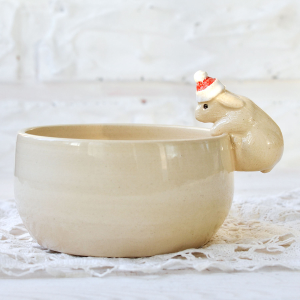 A mug that will definitely create a New Year's mood - Ceramics, New Year, Hare, Handmade, With your own hands, beauty, Cool
