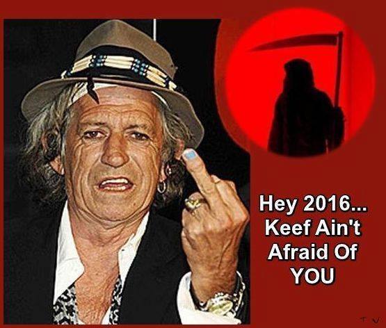 Meanwhile, Keith says this year. - Keith Richards, Fuck you, Fak (gesture)
