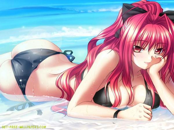 Breathtaking waves.. - NSFW, Anime, Beach, Bikini