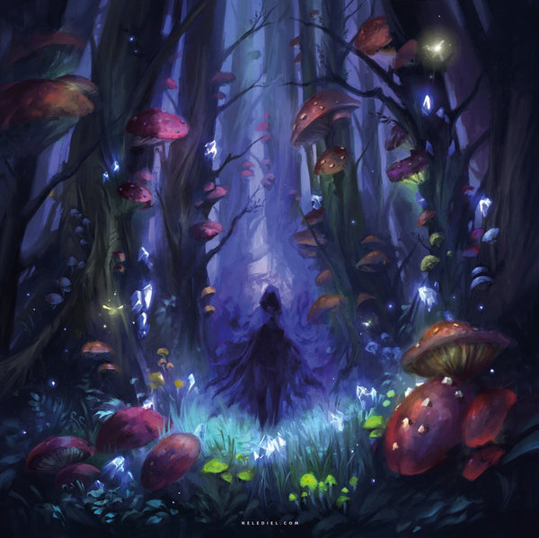 Dark Mushroom Forest - Art, Forest, Mushrooms, Nele Diel