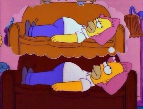 The degree of my fatigue - Fatigue, Laziness, Humor, Homer Simpson, The Simpsons, Dream, Sofa, Lies
