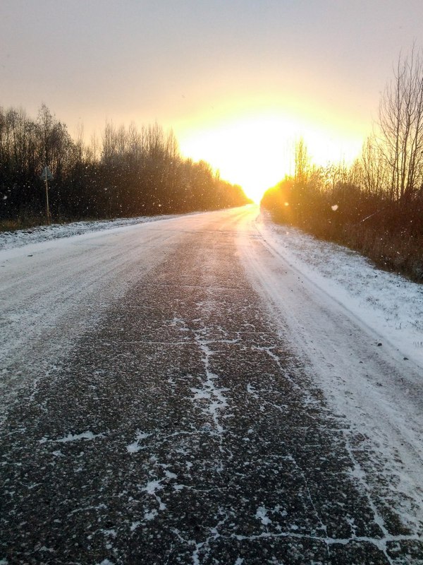 Дорога в солнце - Зима, Дорога, Моё, Моё, Солнце, Фото