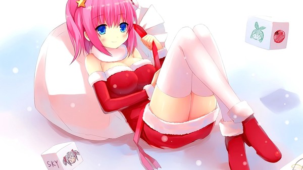 A little New Year's mood on the desktop - New Year, Mood, Anime, Art, , Wallpaper, Longpost