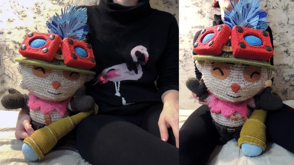 Капитан Тимо на посту или вязаный токсичный йордл!) League of Legends, Teemo, Рукоделие, Ручная работа, Вязание крючком, Длиннопост, Первый пост, Гифка