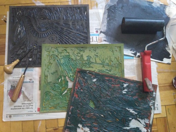 Linocut. - My, Interesting, Longpost, Linoleum, Impression, Seal, Artist