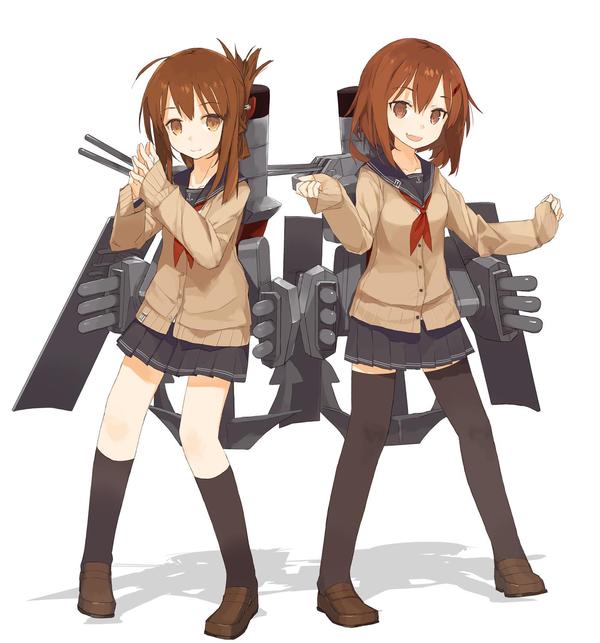 Inazuma and Ikazuchi - Kantai collection, Anime art, Kanmusu, Inazuma, Ikazuchi