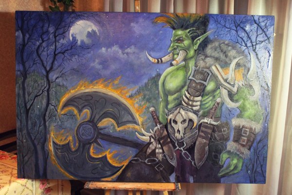 forest troll - My, Warcraft, Painting, Butter, Drawing, Troll, Night