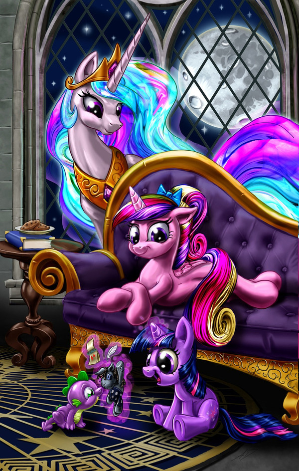 The Beginning of a Beautiful Friendship - My Little Pony, Princess Celestia, Twilight sparkle, Princess Cadance, Spike, Harwicks-Art