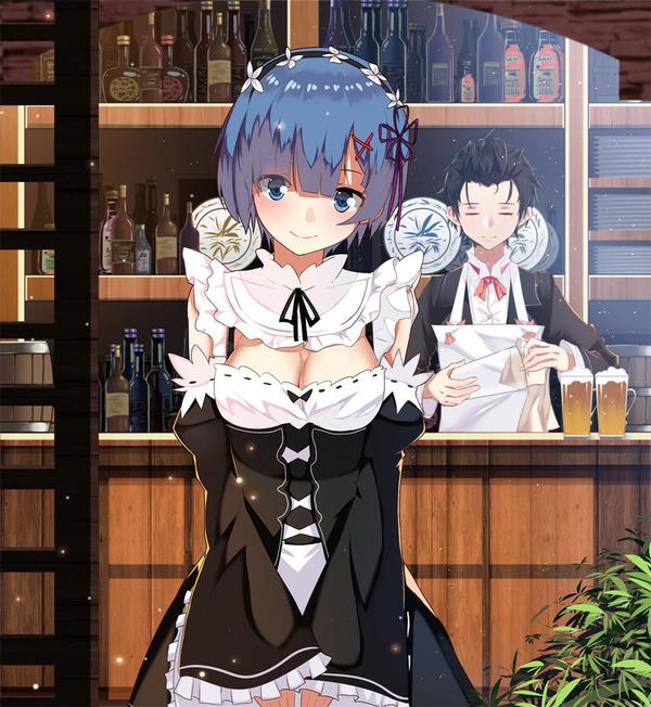 Rem and Subaru - Аниме, Anime Art, Re:Zero Kara, Rem, Natsuki Subaru, Rem (Re:Zero Kara)