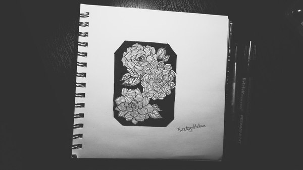 На этот раз попытка изобразить цветы ( эхеверии вам в ленту )