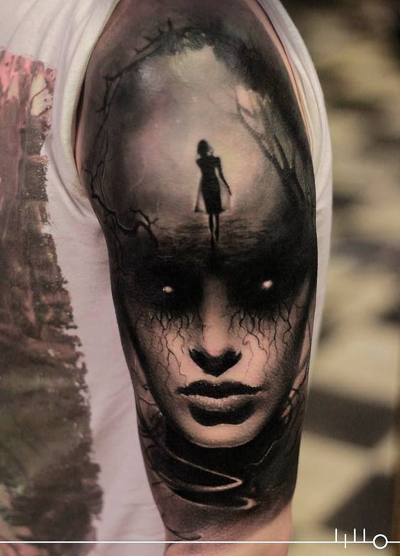 Horror fans compilation - Tattoo, Llt, Tattoo Lovers League, Longpost, A selection, Horror, Horror, Black and white