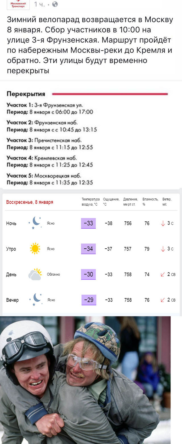 Велопарад в Москве - Моё, Москва, Велопарад, Мороз, Погода, Тупой и еще тупее, Длиннопост, Новости, Тупой и еще тупее (фильм)