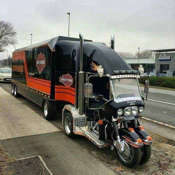 When you want to be a biker but have to work as a truck driver - Harley-davidson, Truck