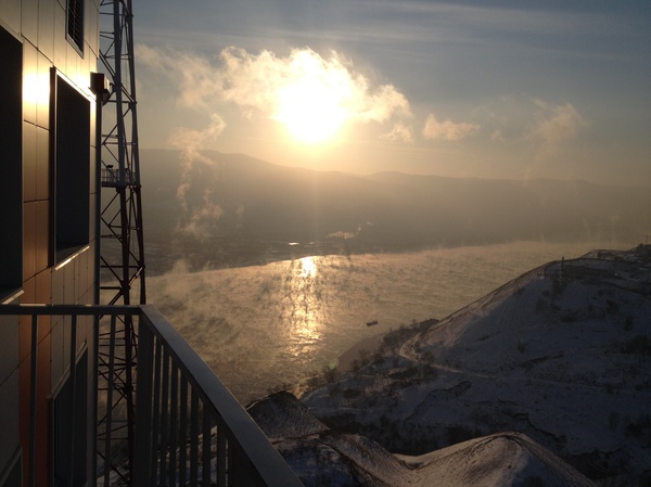 Frosty morning from above - My, Winter, Krasnoyarsk, Yenisei