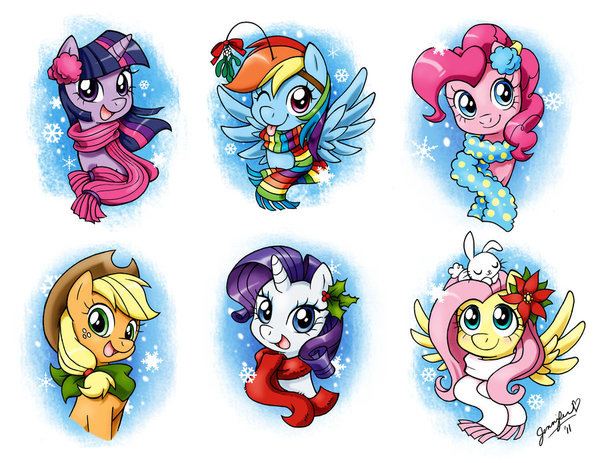 More Holiday Ponies My Little Pony, Twilight Sparkle, Rainbow Dash, Pinkie Pie, Applejack, Rarity, Fluttershy, 