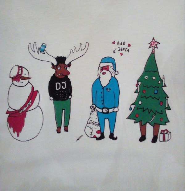 My old New Year's old school T-shirt) - My, T-shirt, Bad santa, Photo, Syringe, , The photo