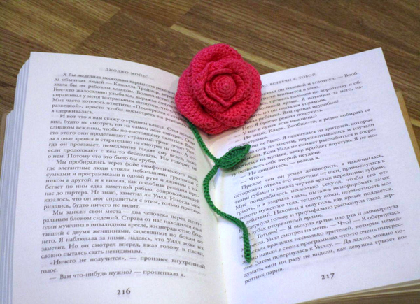 Bookmark - My, the Rose, With your own hands, Needlework, Books, Knitting, beauty, Reading, Presents