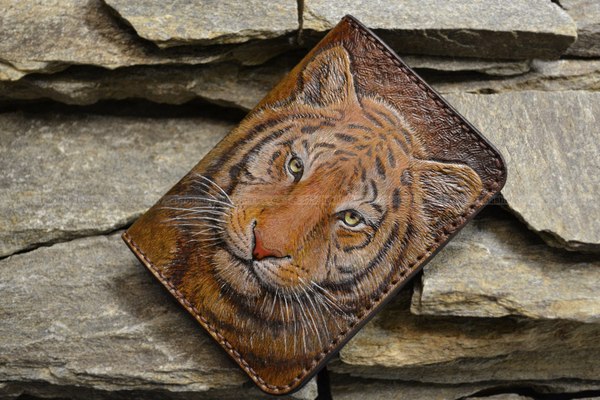 Embossing and molding on vegetable tanned leather. - My, Handmade, Tiger, Embossing on leather, Leather, Craft, Manufacturing, Longpost