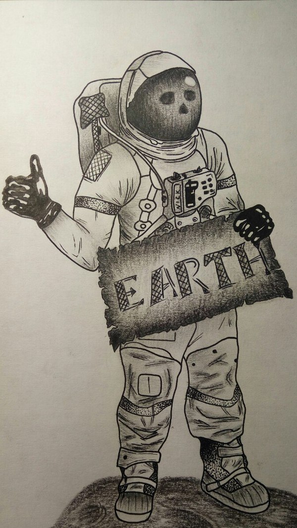 Astronaut - Creation, Drawing, Lovers, Космонавты, Pen, Pencil, Artist