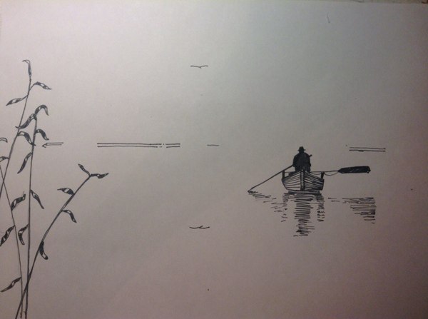 Long-awaited solitude - My, Drawing, Fishing, Mikolart