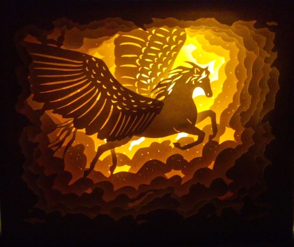 Lightbox Pegasus - My, Lightbox, Presents, With your own hands, Night light, Lighting, Handmade