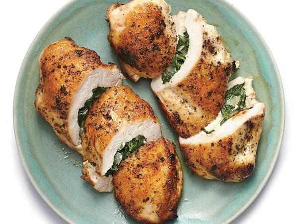 Chicken fillet with spinach. - Hen, Recipe, Spinach, Cottage cheese, Oatmeal, Dinner, Dinner, Cook's Diary