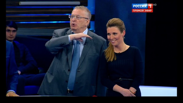 The host is watching Zhirinovsky. - Vladimir Zhirinovsky, Channel Russia 1, 60 minutes, , Politics, Olga Skabeeva