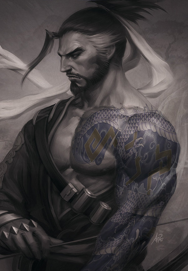 Hanzo - Art, Longpost, Hanzo, Overwatch