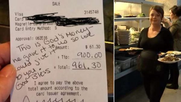 US waitress gets $900 tip - news, Girls, Dollars, Waiters, Country, USA