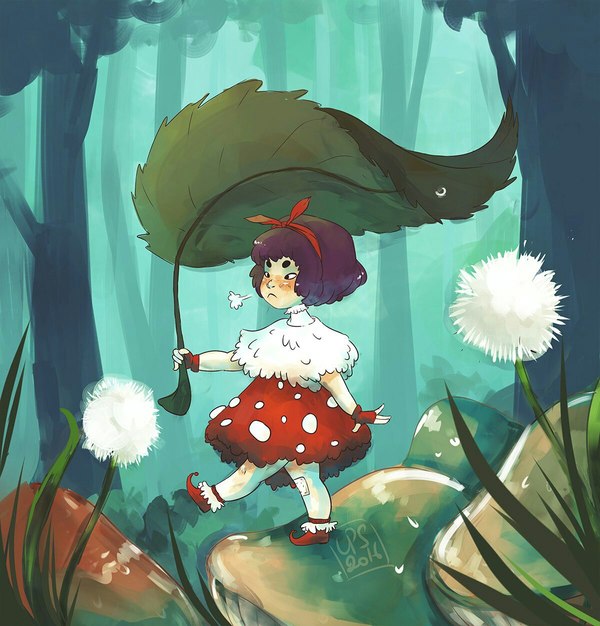 Fly agaric - My, Art, Humanization, Drawing, Girl, Mushrooms, , You are welcome, Hello reading tags