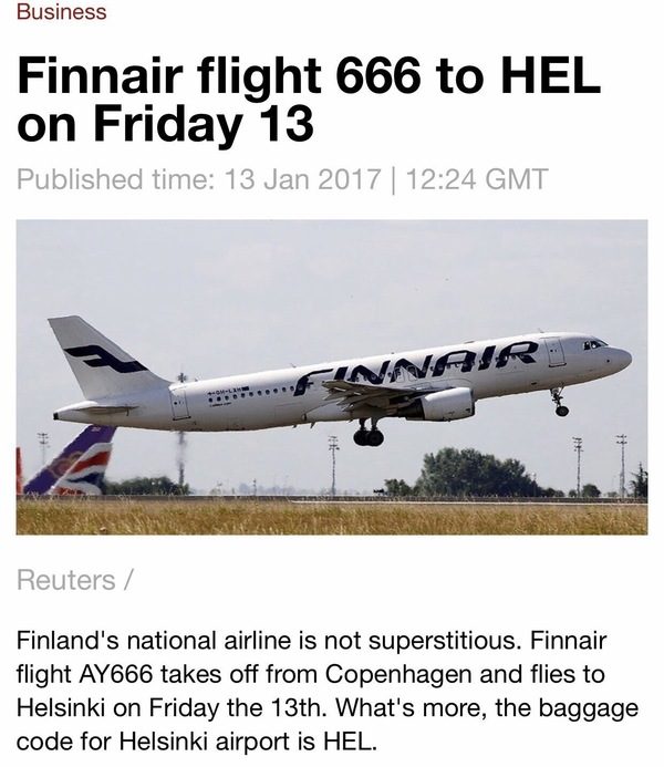 Рейс 666 в пятницу 13-го - Пятница 13, Авиаперелеты, Finnair