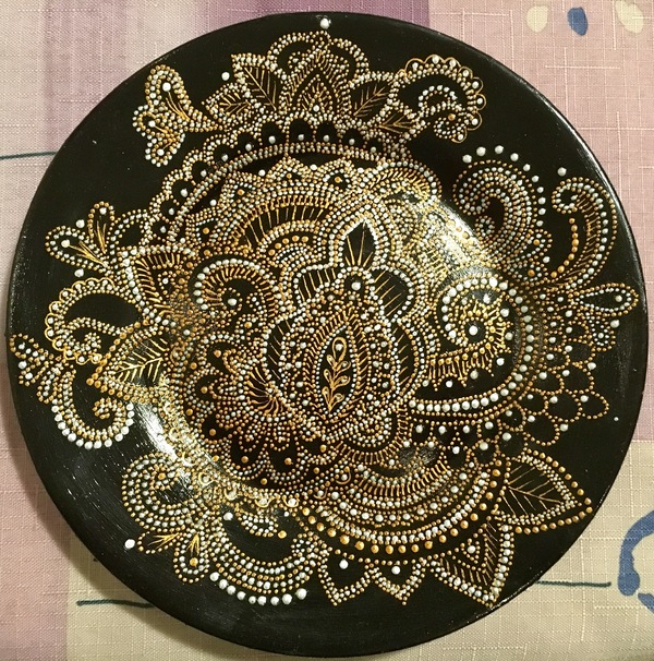 My friend makes this beauty - Plate, Painting, Mandala