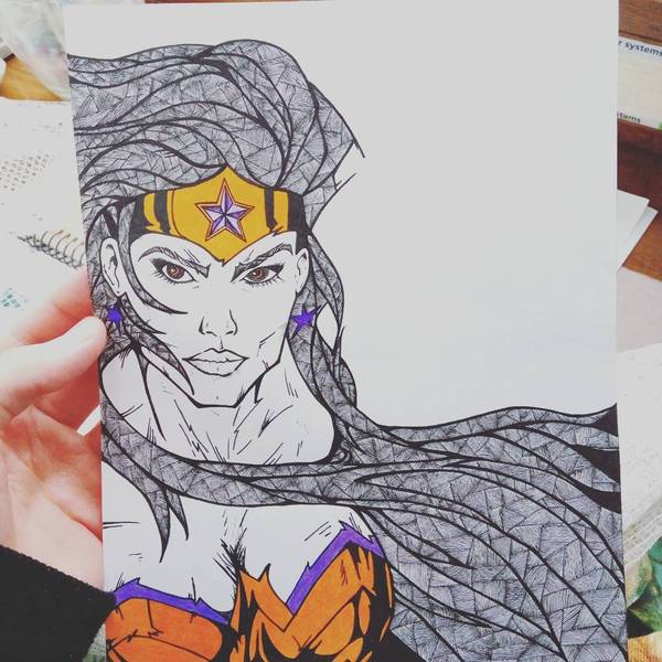 Wonder Woman - My, Art, Drawing, Liner, Wonder Woman, Dc comics, Comics, Marker