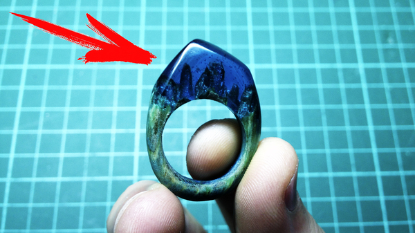 Epoxy ring - My, , With your own hands, Craft, Ring, Epoxy resin, 