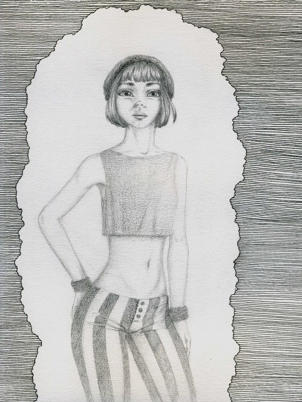 Imaginary... - Girls, Striped pants, Graphics, Drawing