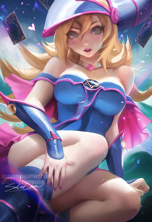 Dark Magician Girl - Арт, Девушки, Волшебница, Аниме, Не аниме, Yo-Gi-Oh!, Sakimichan, Волшебники