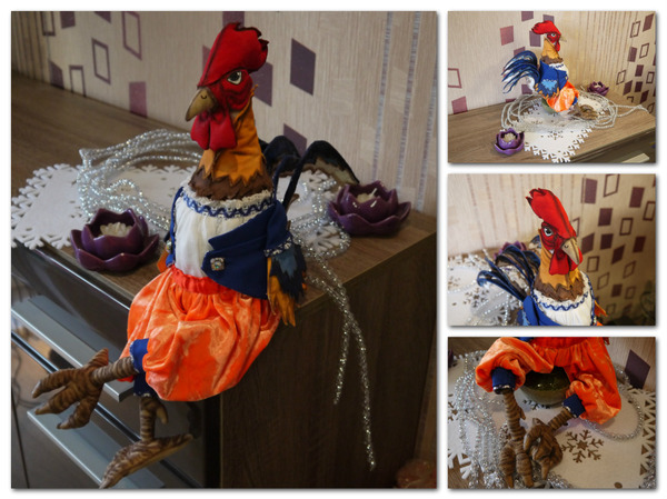 The rooster is the symbol of 2017! hand made - My, Handmade, Interior doll, Interior toy, Hobby, Longpost