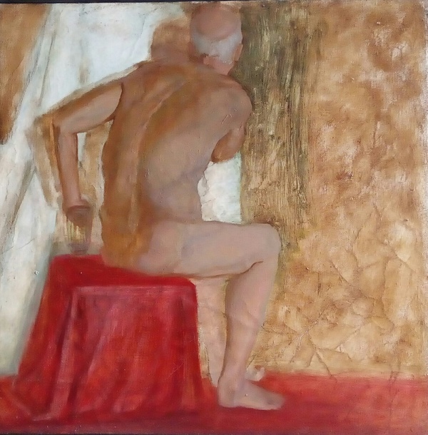 Nude figure from the back. - My, , Painting, Oil painting, , Nudity, Back, Figure