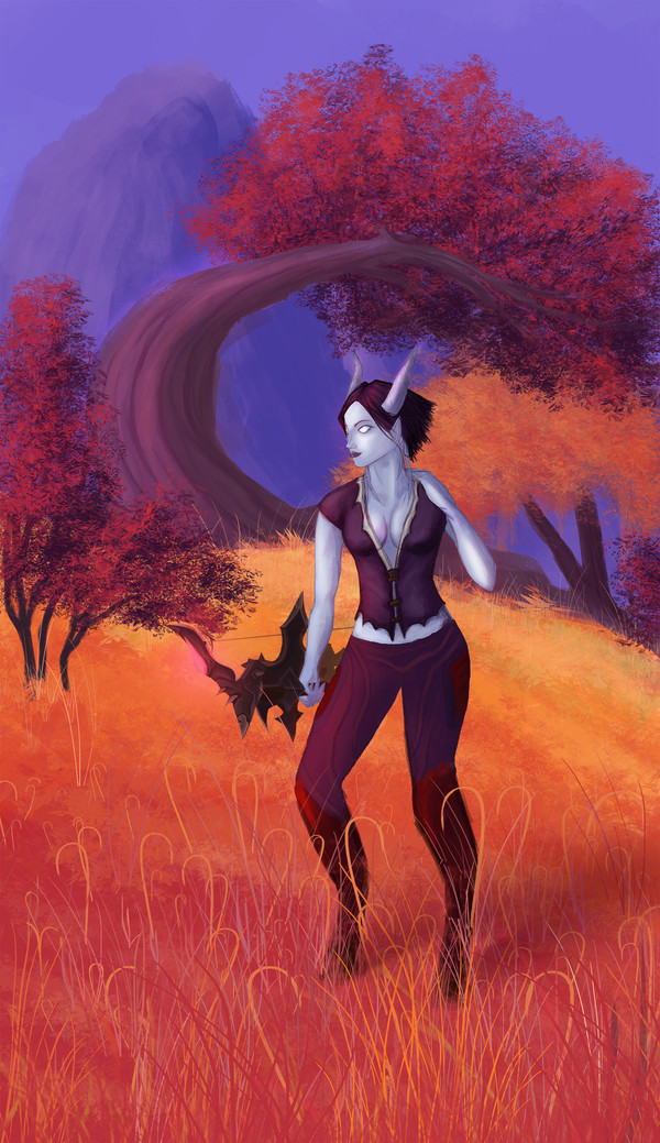 First (finished) work - , Drawing, My, First post, Draenei, Digital drawing, World of warcraft, My