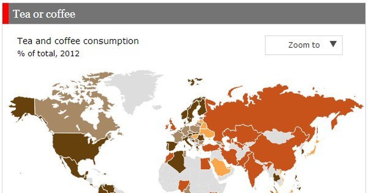 Карта распространения кофе по миру