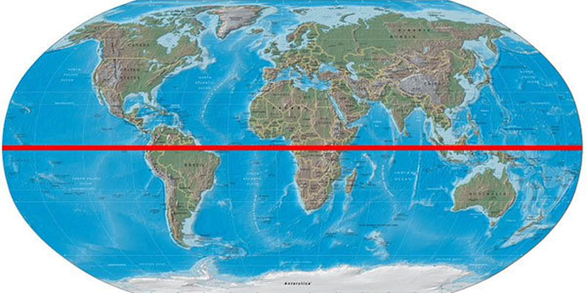 Карта мира с экватором и странами